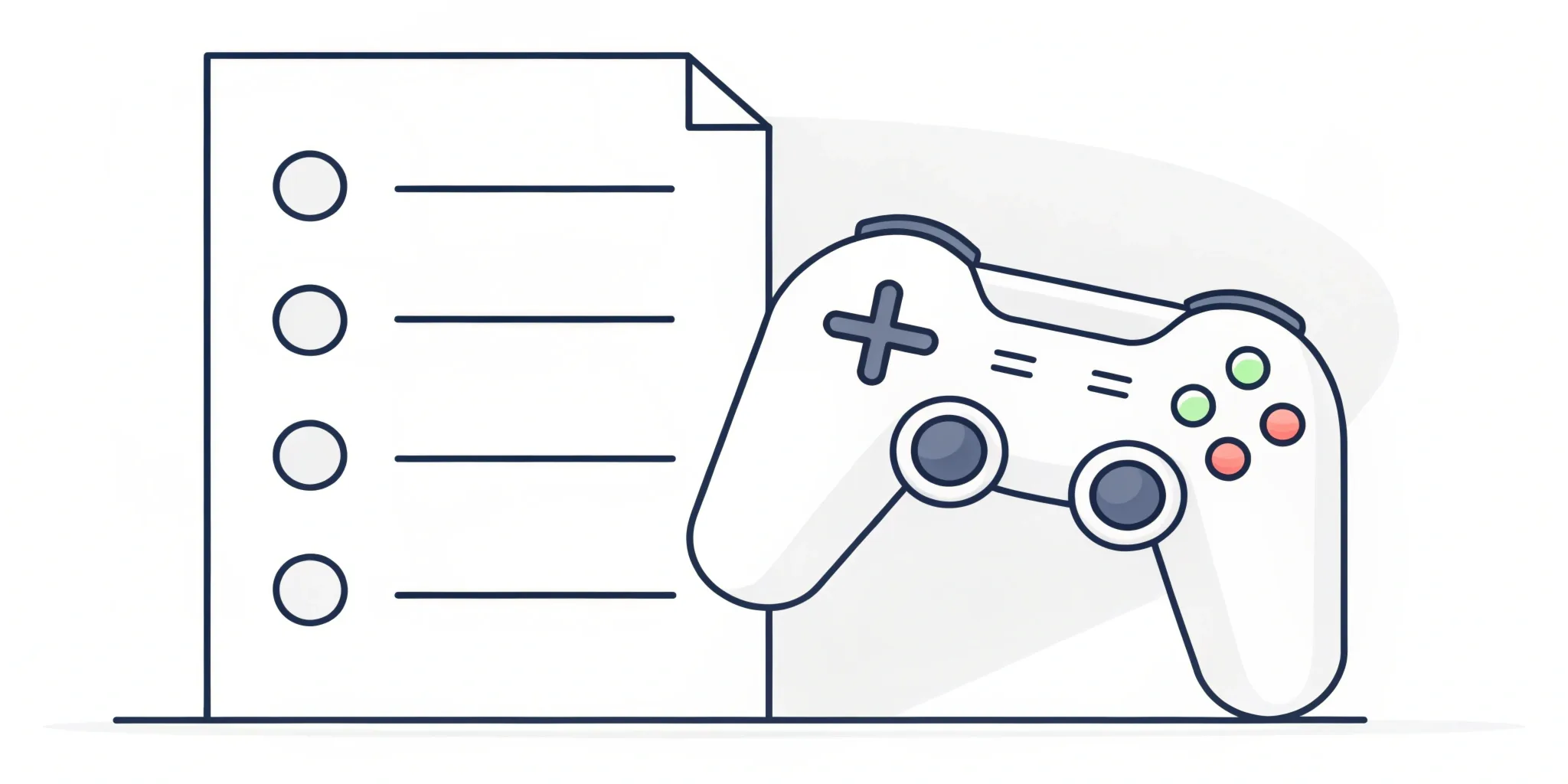 Illustration of a checklist and card-like items
